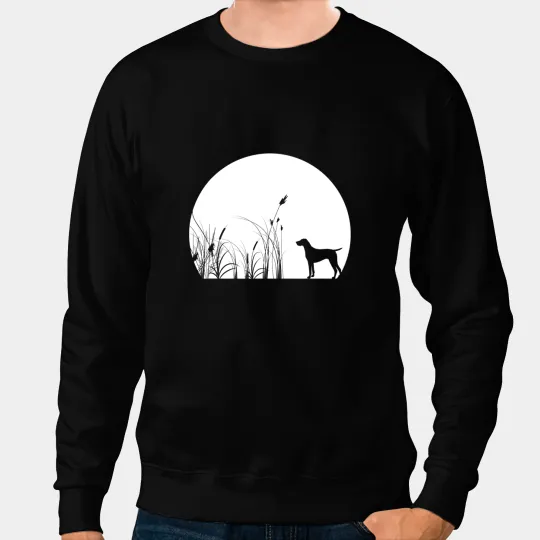 German Shorthair Pointer Cool Moon GSP SIlhouette MOM DAD Sweatshirts