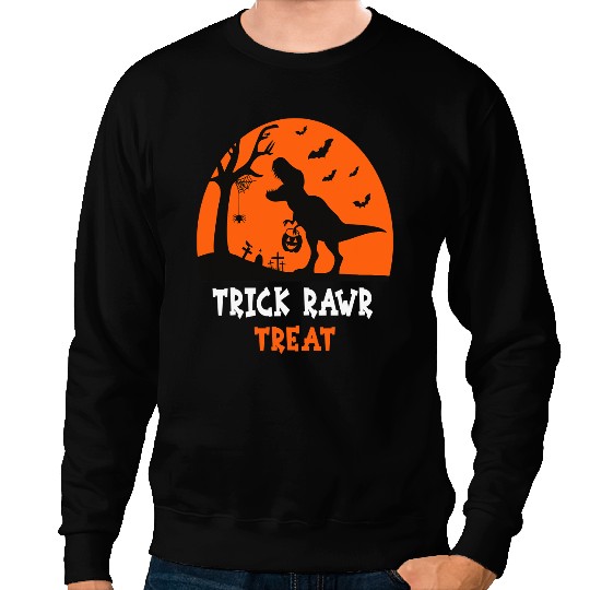 Dinosaur Dino Trick Rawr Treat Plus Size 2XL 3XL Tops Halloween Dinosaur 8 Sweatshirts