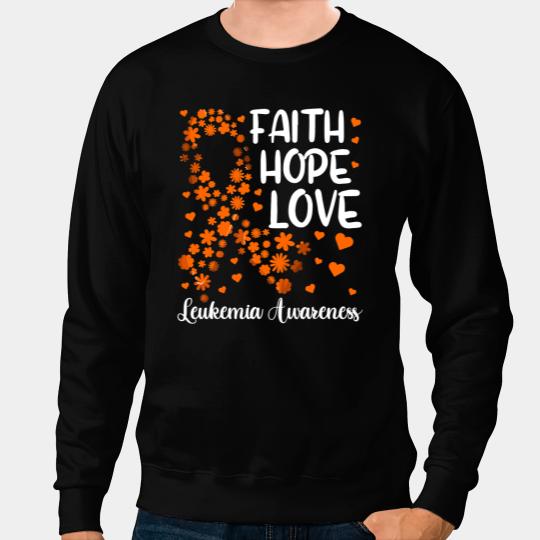 Leukemia Survivor Ribbon Blood Cancer Faith Hope Love Leukemia Awareness Sweatshirts