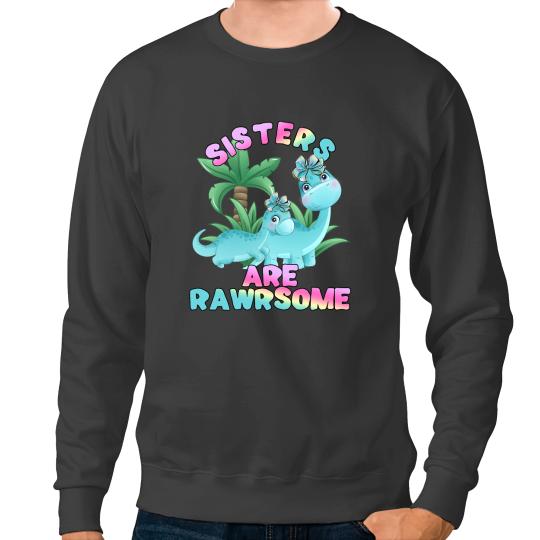 Dinosaur Dino Big Sister Little Sister Matching Family Kids Sweatshirts
