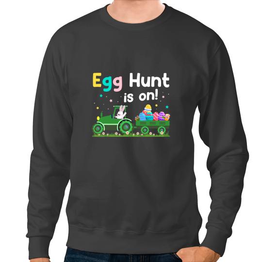 Tractor driving Egg Hunt Is On Tractor Funny Easter Bunny Boys Girls Kids 1 Sweatshirts