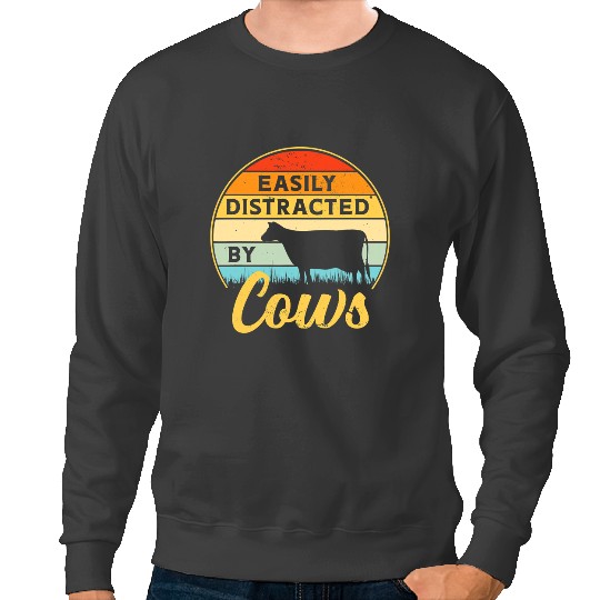 Cattle Cow Easily Distracted vintages Sunset Heifer Daisy Cattle Sweatshirts