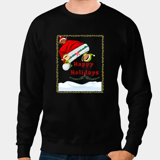 Happy Holidays Elf Design Sweatshirts