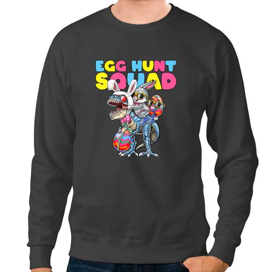 Dinosaur Dino Funny Egg Hunt Squad Easter Bunny Dinosaur Sweatshirts