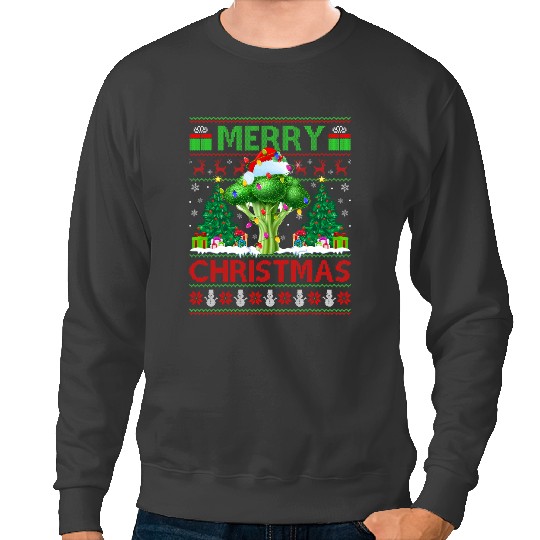 Broccoli Lover xmass Lighting Santa Ugly Broccoli Christmas Sweatshirts