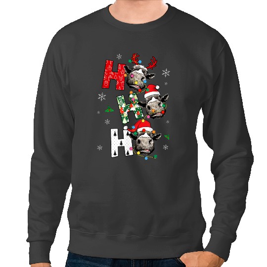 Cattle Cow Ho Ho Ho Santa Claus Cow Lovers ChristmasJgmn0 20 Sweatshirts