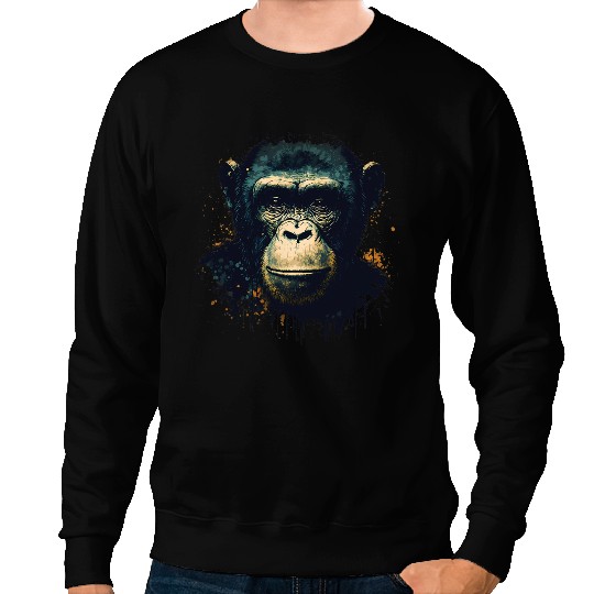 Chimpanzee Monkey Portrait Sweatshirts