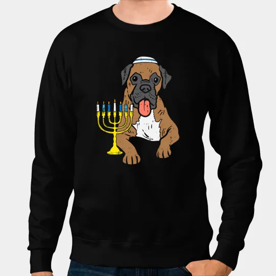 Boxer Jewish Boxer Menorah Hanukkah Pajamas Chanukah PJs 347 Boxers Boxers Dog Sweatshirts