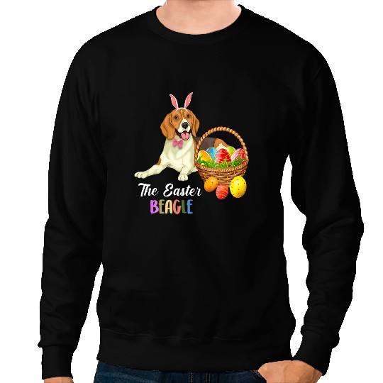Beagle Dog Dogs Bunny Easter Egg Hunt Happy Easter Day 162 Beagles Sweatshirts