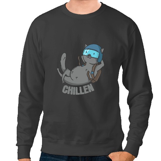 Cat Paws Chillin Cat Skydiving Sweatshirts