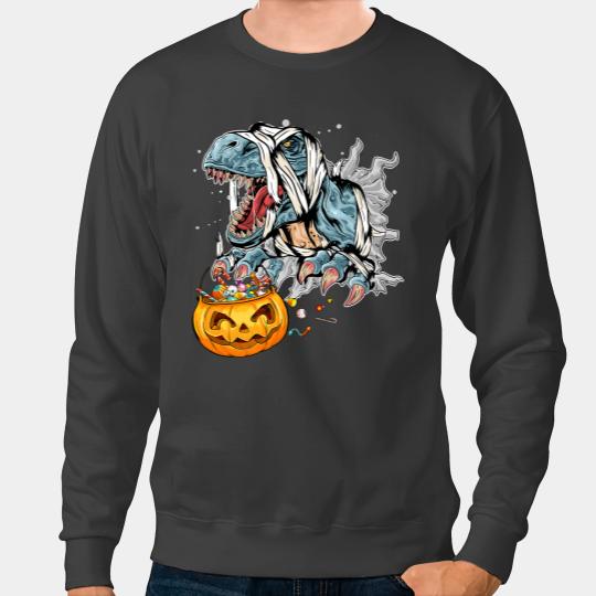 Dinosaur Dino Halloween Dinosaur Mummy T Rex Pumpkin Scary Boys 8 Sweatshirts