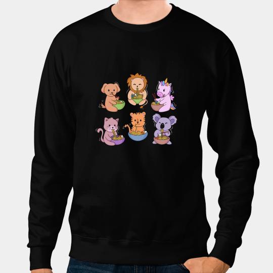 Cat Paws Friends and Ramen Dog Lion Tiger Unicorns Koala Cat Sweatshirts