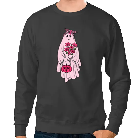 BC Pink Ribbon Breast Cancer Awareness ghosts Women Halloween Cancer Sweatshirts