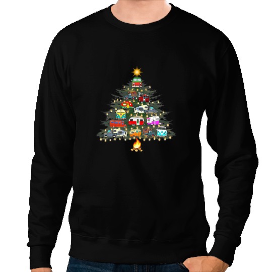 Camping Camp Christmas Tree Vehicles Camping RVing Trailers Camper Sweatshirts