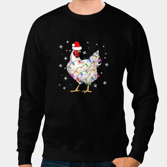 Chicken Poultry Christmas Light tee Chicken Lover xmass Tee114 Sweatshirts