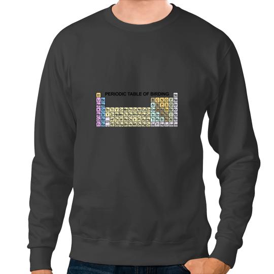 Funny Birdwatcher Epic Periodic Table of Birding Graphic Sweatshirts