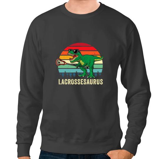 Dinosaur Dino Dino Lacrosse Funny T Rex Lacrosse Dinosaur LAX Boys Lacrosse Team Player 2 Sweatshirts