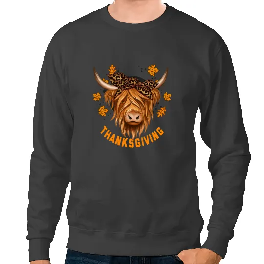 Cattle Cow Hello Highland Cow Pumpkins Thanks Giving Highland Cow 515 Sweatshirts