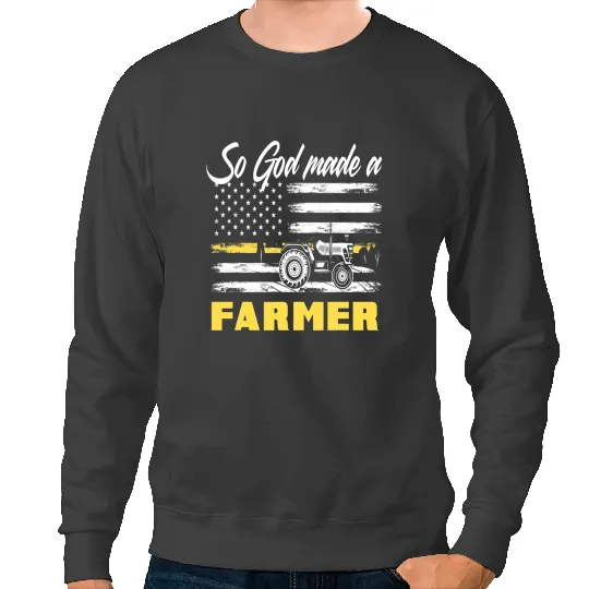 Tractor driving God Made A Farmer American Flag Tractor Farmer Sweatshirts