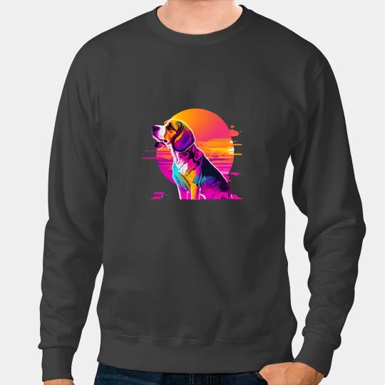 Beagle Synthwave 80s Retrowave Aesthetic Sweatshirts