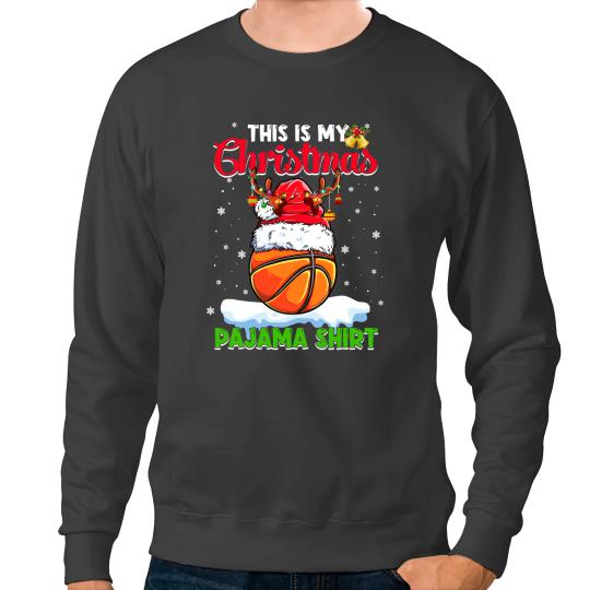 Basketball Gift This is My Christmas Pajama Basketball Christmas Light 2 Sweatshirts
