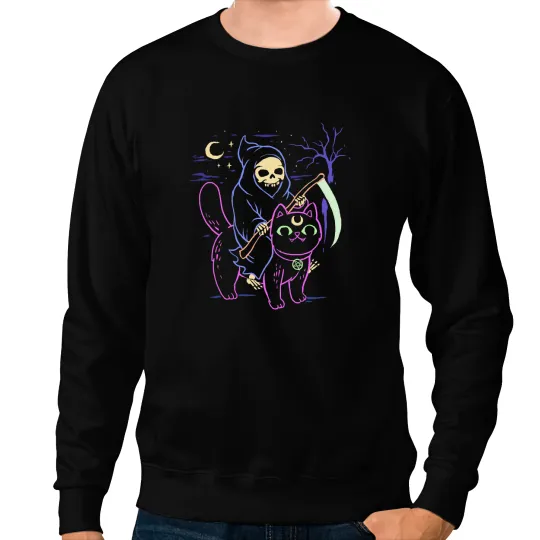 black cats Paws Pastel Goth Grim Reaper Riding black cats Occult Cat Lover35 Sweatshirts