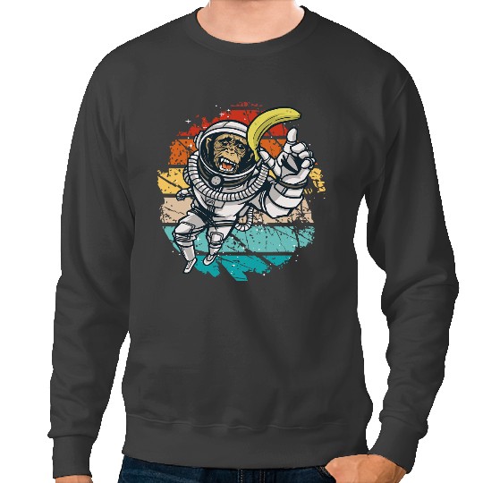 Astronauts vintages astronaut chimpanzee banana astrochimp in space Sweatshirts