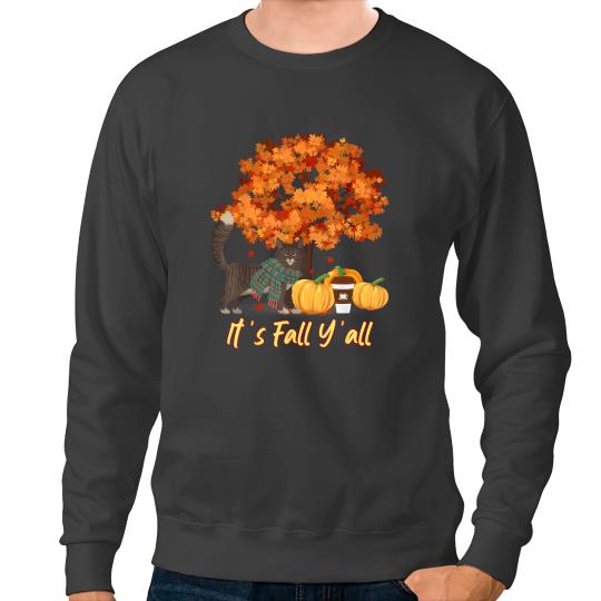 black cats Paws Its Fall Yall Maine Coon Cat Halloween Thanksgiving Gift 90 Sweatshirts