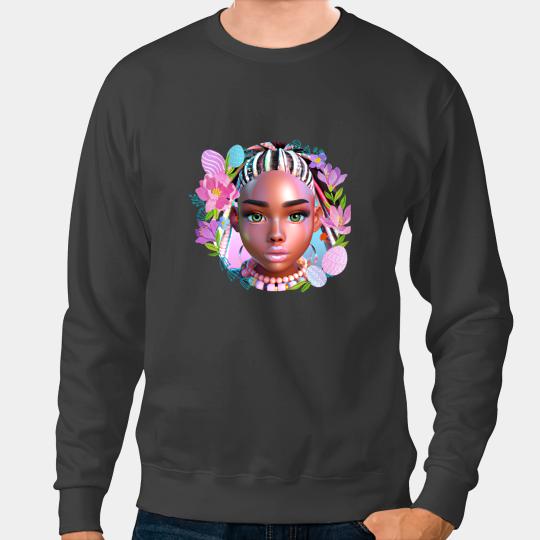 Black Girl Easter Magic Brown Skin Girls Spring Easter Eggs 4 Sweatshirts