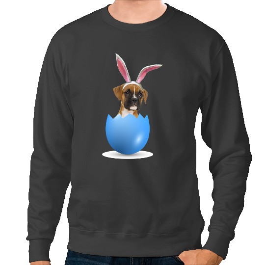 Boxer Bulldog Easter Bunny Colored Egg Hunting Sunday Dog Boxers Dog Sweatshirts