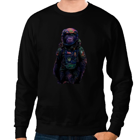Full Body View Of Chimpanzee Astronaut Science Fiction Sweatshirts