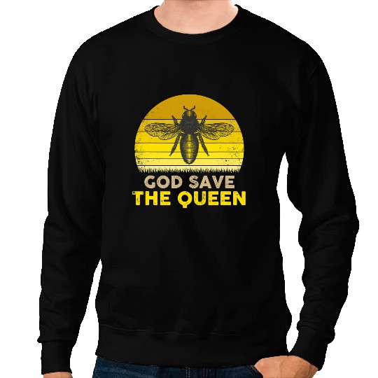 Bee Beekeeping God Save The Queen Funny Retro Style Bee 97 Beekeeper Sweatshirts