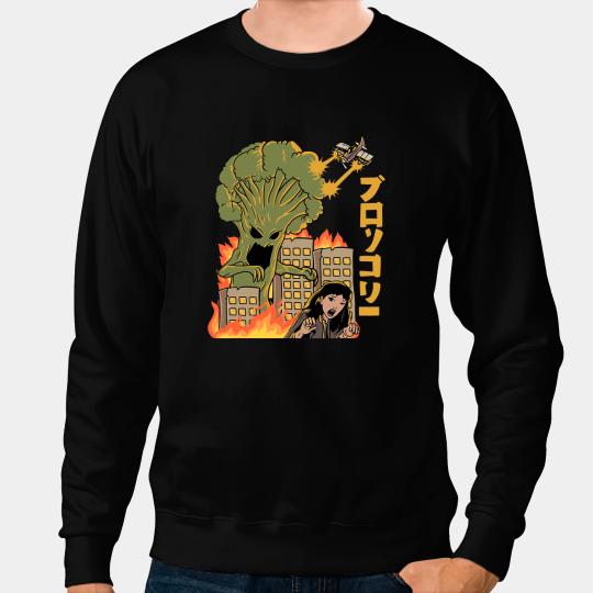 Japanese Food Broccoli Attack Kaiju Anime Sweatshirts