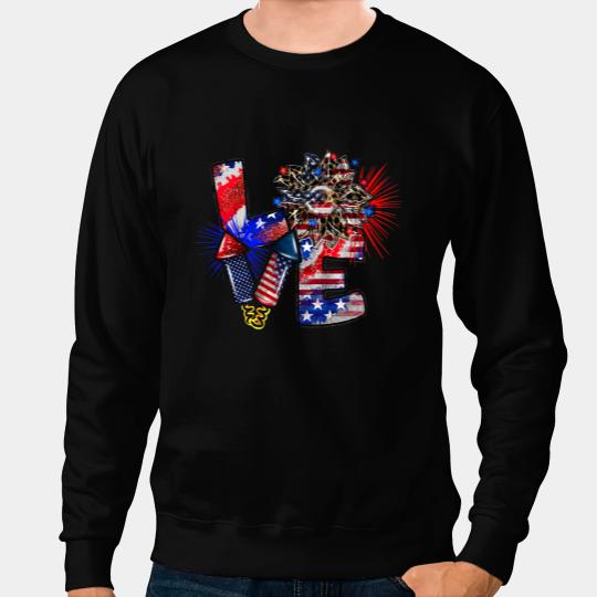 Love Sunflower American Leopard Cheetah Fireworks 4th Of Jul Sweatshirts