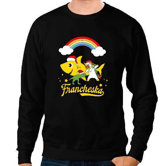 Dinosaur Dino Unicorns Pony Francheska Christmas Dinosaur and Unicorns With Rainbow 89 Sweatshirts
