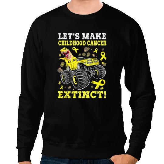 Dinosaur Dino Dino Monster Truck Dinosaur Childhood Cancer Awareness Month 1 Sweatshirts