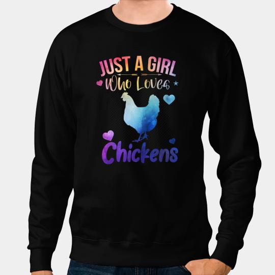 Chicken Poultry Funny Watercolor Sea Ocean Just A Girl Who Loves Chickens Sweatshirts