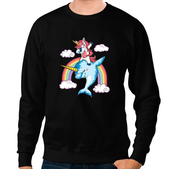 Narwhal Lover Dabbings Narwhal Unicorns Funny Women Men Rainbow Dab Squad Sweatshirts