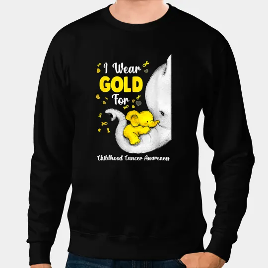 Elephants Lover I Wear Gold Ribbon For Childhood Cancer Awareness 293 Sweatshirts
