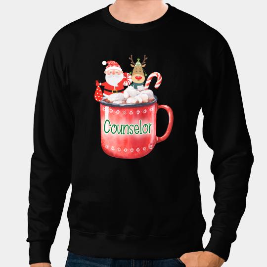 Counselor Christmas Santa Claus Candy Cane Rudolph Cup Sweatshirts
