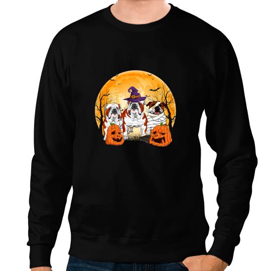 Dog English Bulldog Funny Witch Mummy English Bulldog Dogs Lover Halloween Day 184 Sweatshirts
