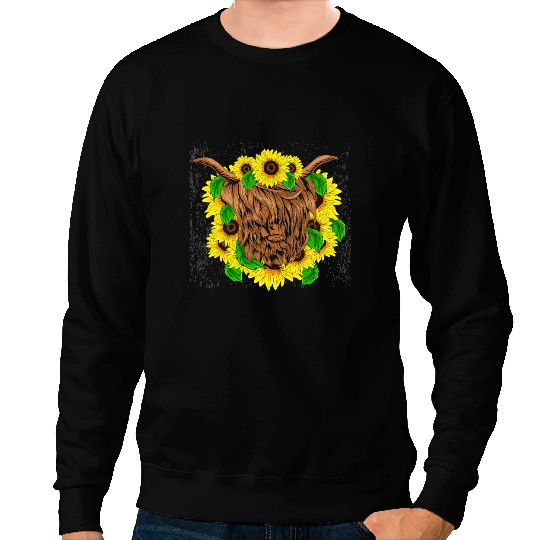 Cattle Cow Sunflower Farm Animal Farmer Hairy Scottish Highland Cow 22 Sweatshirts