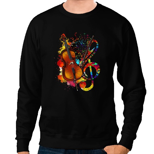 Cello Lover Colorful Treble Clef Orchestra Cello Player Cellist Cello Sweatshirts