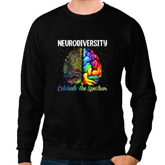 Autistic Neurodiversity Autism Spectrum ASD ADHD Rainbow Brain Sweatshirts
