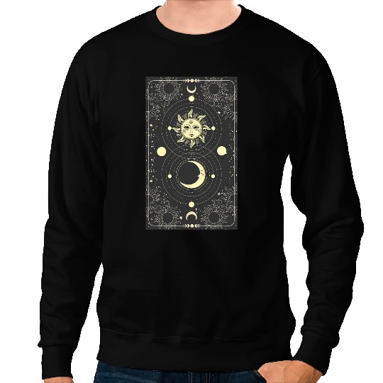 Crescent Moon Full Moon Phase Tarot Card Samhain Wiccan Gift Sweatshirts