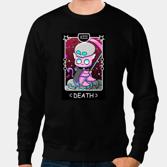 Kawaii Pastel Goth Tarot Card Death Grim Reaper Cute Witch Sweatshirts