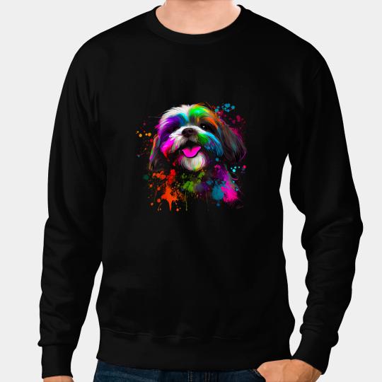 Rainbow Pop Art Shih Tzu Designer Sweatshirts
