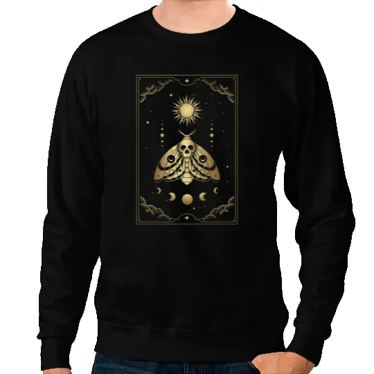 Death Moth And Ornament Of Moon And Sun Phases Tarot Card Sweatshirts