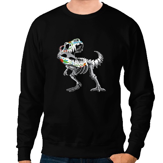 Dinosaur Dino Dino Skull Sugar Skull Halloween T Rex Dinosaur Bones Sweatshirts