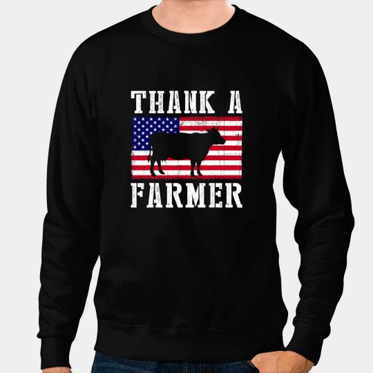 Cattle Cow Thank A Farmer Patriotic Daisy Cow American Flag 4th of July 97 Sweatshirts